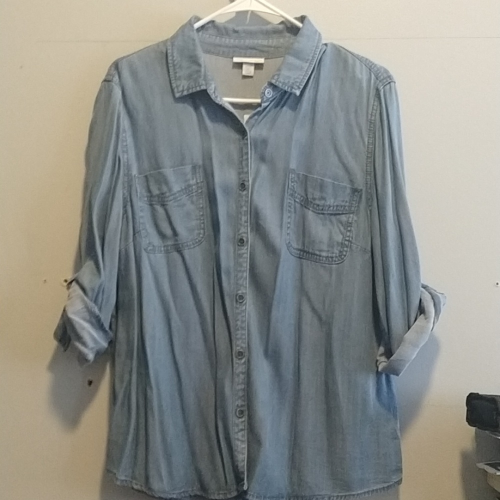 Jean collar button down shirt
